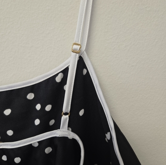 Kate Spade Polka Dot Ruffle Chemise Tank Top Black M - Picture 7 of 11